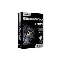 Капли для животных Unicum Premium от блох и клещей на холку для котов массой до 4 кг/3 шт (4820150201760)