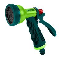 Ороситель ручной Verto, пистолетный, 1/2"-3/4", 6 функций, регулировка напора/ распыления воды, держатель двухкомпонентный