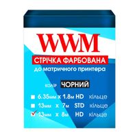 Лента к принтерам 13мм х 8м HD к. Black WWM (R13.8H)