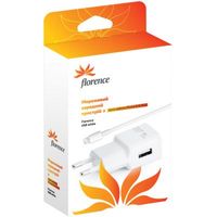 Мережевий зарядний пристрій Florence USB, 1A + cable iPhone 6/6 Plus (TC10-IPH6)