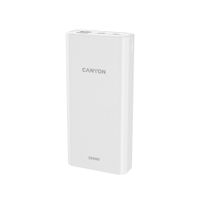 Зовнішній акумулятор CANYON PB-2001 Power bank 20000mAh Li-poly батарея, Вхід 5V/2A , Вихід 5V/2.1A(Max) , 144*69*28.5mm, 0.440Kg, білий