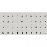 Наклейка на клавіатуру BRAIN black рос/укр, прозора, чорна