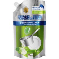 Средство для мытья посуды Wash&Free зеленое яблоко и экстракт эдельвейса дой-пак 500 г (4260637724656)