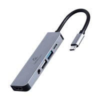 Док станція USB-C 5-в-1 (хаб/HDMI/PD/Аудіо 3,5), сірий