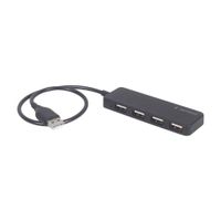 Хаб на 4 порти USB 2.0, пластик, чорний