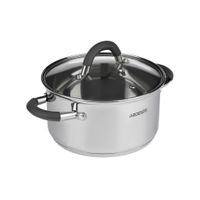 Кастрюля Ardesto Gemini Salerno, скляна кришка, 1.2 л, сірі ручки з силіконом, нержавіюча сталь