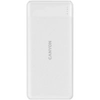 Батарея мобільна CANYON PB-109 Power bank 10000mAh Li-poly battery, Input Lightning &Type C : 5V/2A, 9V/2A PD 18W(Max), Output Type C 5V/3A,9V/2.2A,12V/1.5A Output USB A:5V3A,9V2A,12V1.5A,18W quick charging cable 0.3m, 144*68*16mm, 0.24kg, White