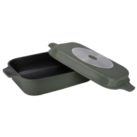 Гусятница RINGEL Zitrone Olive сковорода Ростер 34x24x13.5 см (6+3л) з кришкою (RG-2108-34/OL)