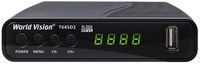 TV-тюнер зовнішній автономний World Vision T645D2 FM, Black, H.265, AC3. DolbyDigital, DVB-T2/T/C, FM тюнер, IPTV, DLNA, Stalker, кнопки, дисплей, 2хUSB, вбудований блок живлення, CPU-GX6706 єдине програмне забезпечення сумісне з лінійкою Т644xx та Т645xx