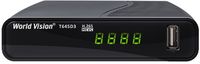 TV-тюнер зовнішній автономний World Vision T645D3 FM, Black, H.265, AC3. DolbyDigital, DVB-T2/T/C, FM тюнер, IPTV, DLNA, Stalker, без кнопок, дисплей, 2хUSB, зовнішній блок живлення, CPU-GX6706 єдине програмне забезпечення сумісне з лінійкою Т644xx та Т645