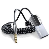 Bluetooth ресивер ESSAGER Bluetooth 5.0 Aux Adapter Car Wireless Receiver USB to 3.5mm Jack Audio Music Mic Handsfree Car Kit Speaker Transmitter Grey