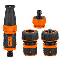 Набор для полива Neo Tools 3/4", ороситель ручной прямой, 2 конекторы для шланга, коннектор для крана 3/4"-1"
